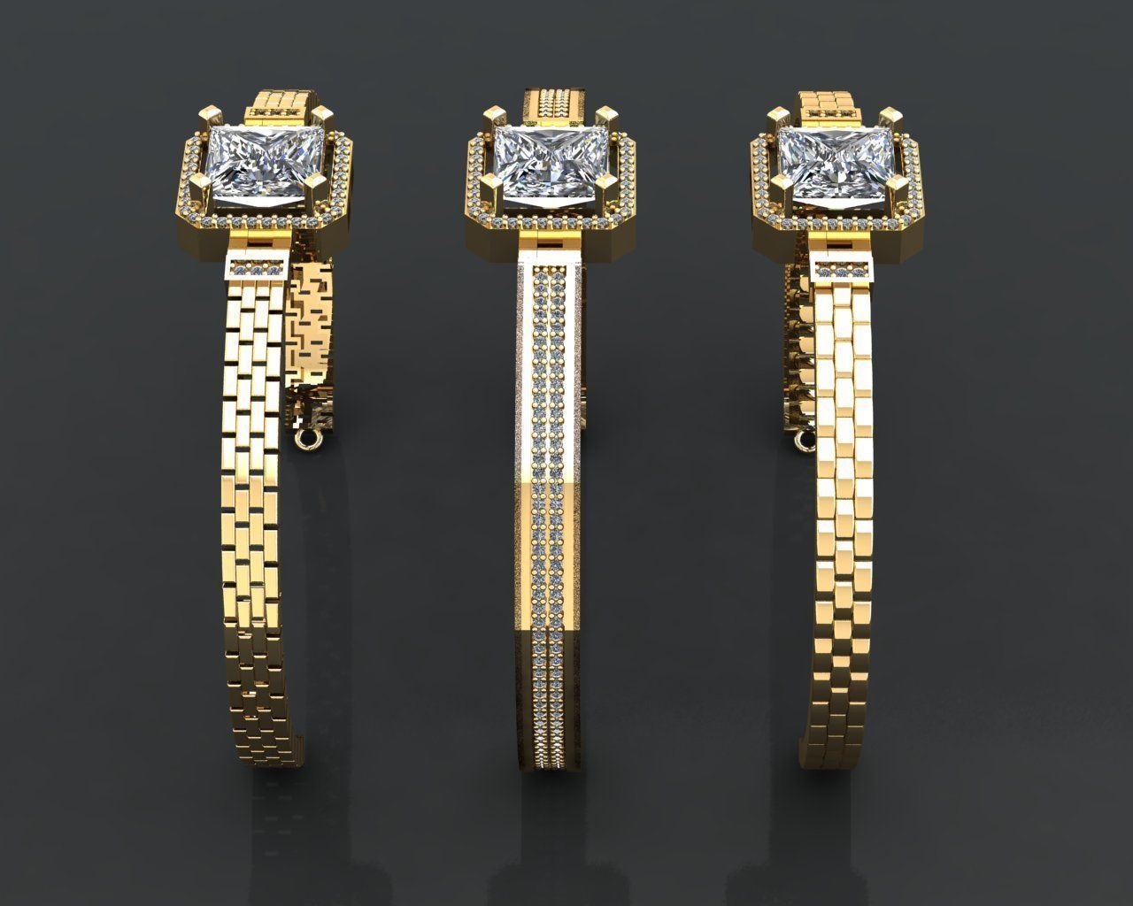 K57- Diamond bracelet 3D print model_1