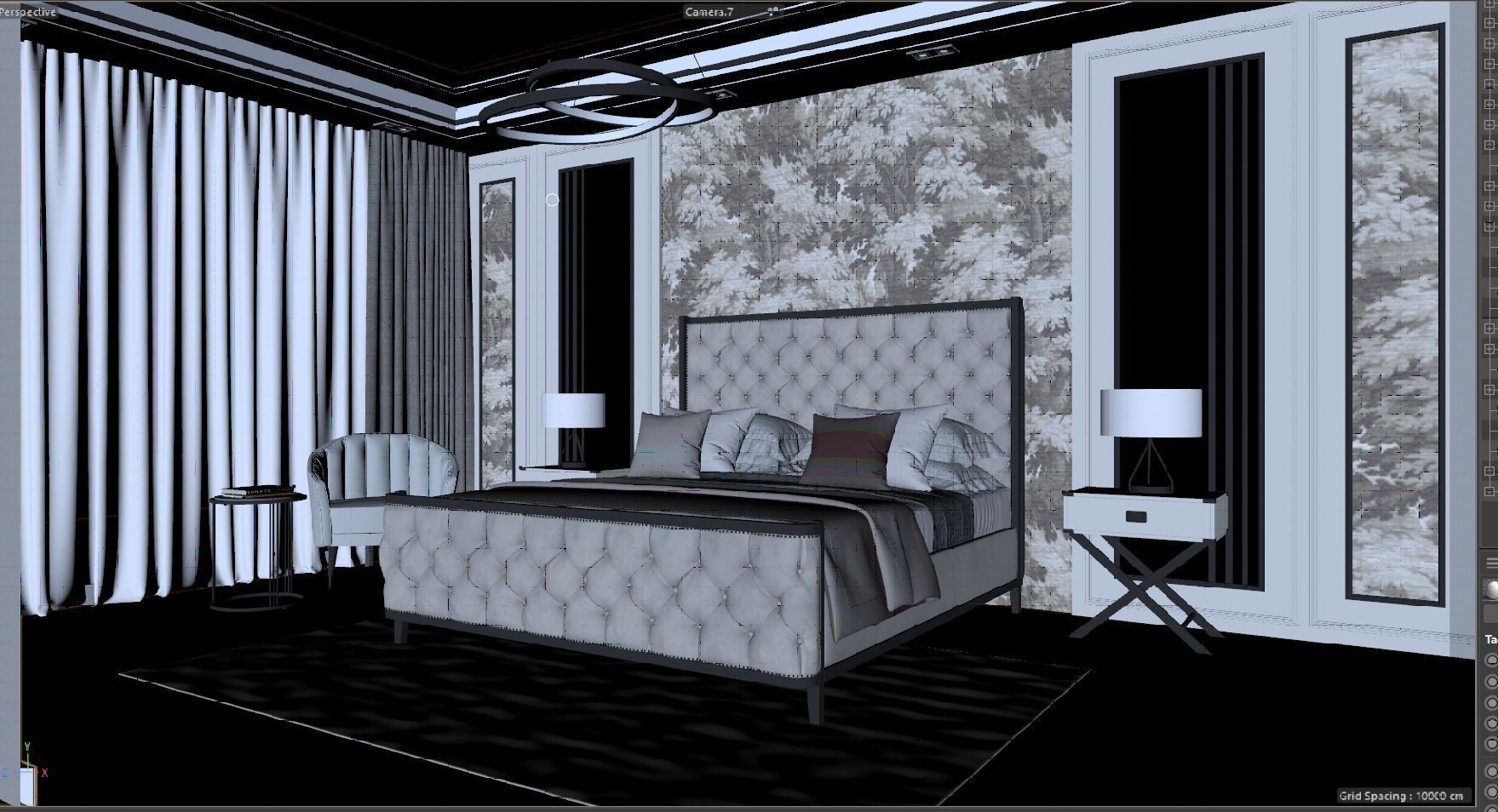 Modern Bedroom Interior 3D model_3