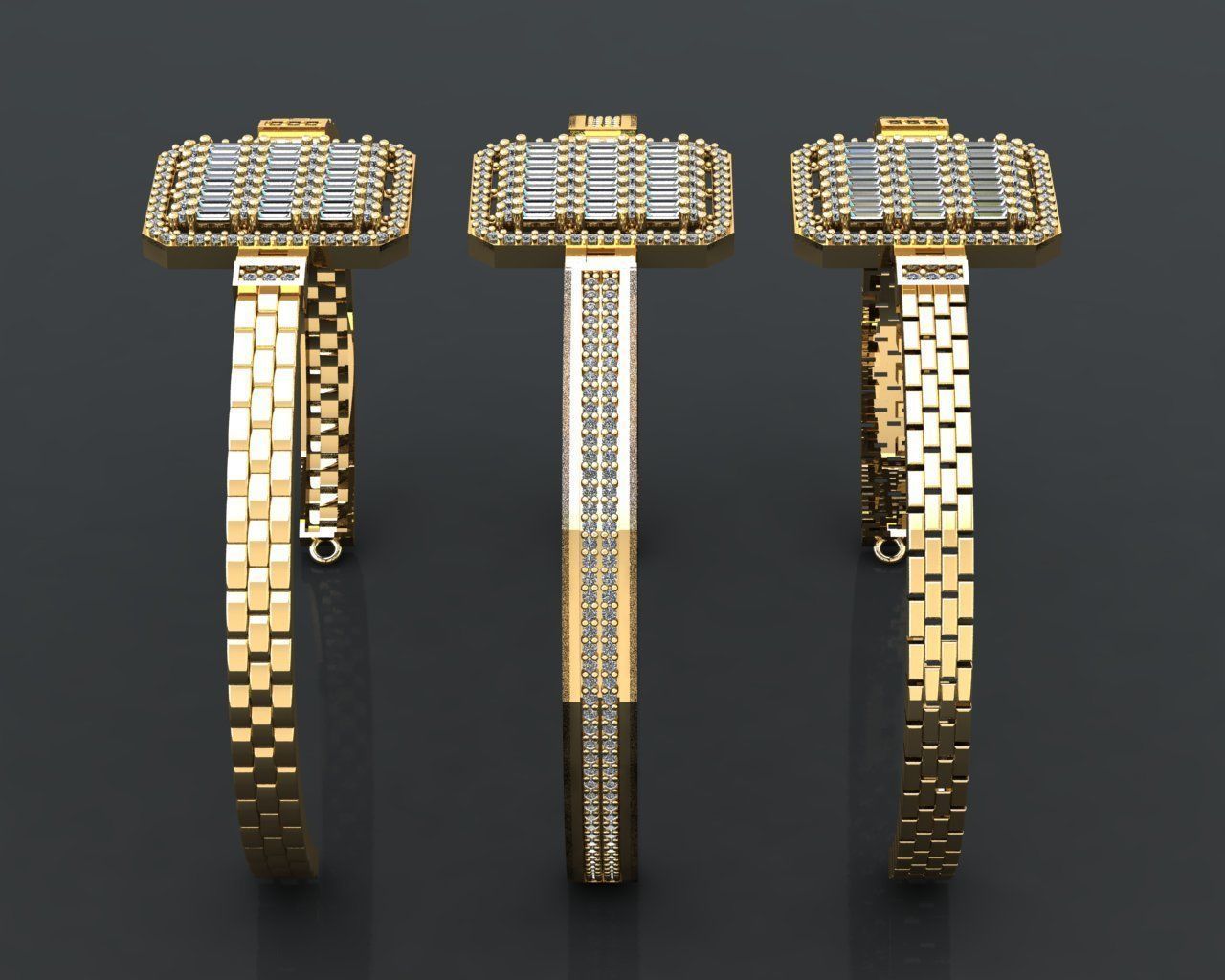 K63- Diamond bracelet 3D print model_1