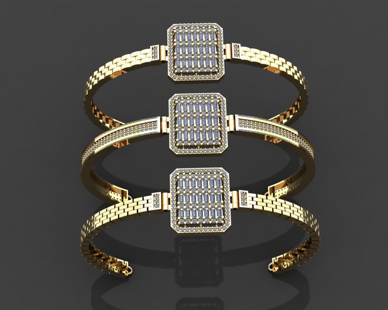 K63- Diamond bracelet 3D print model_2