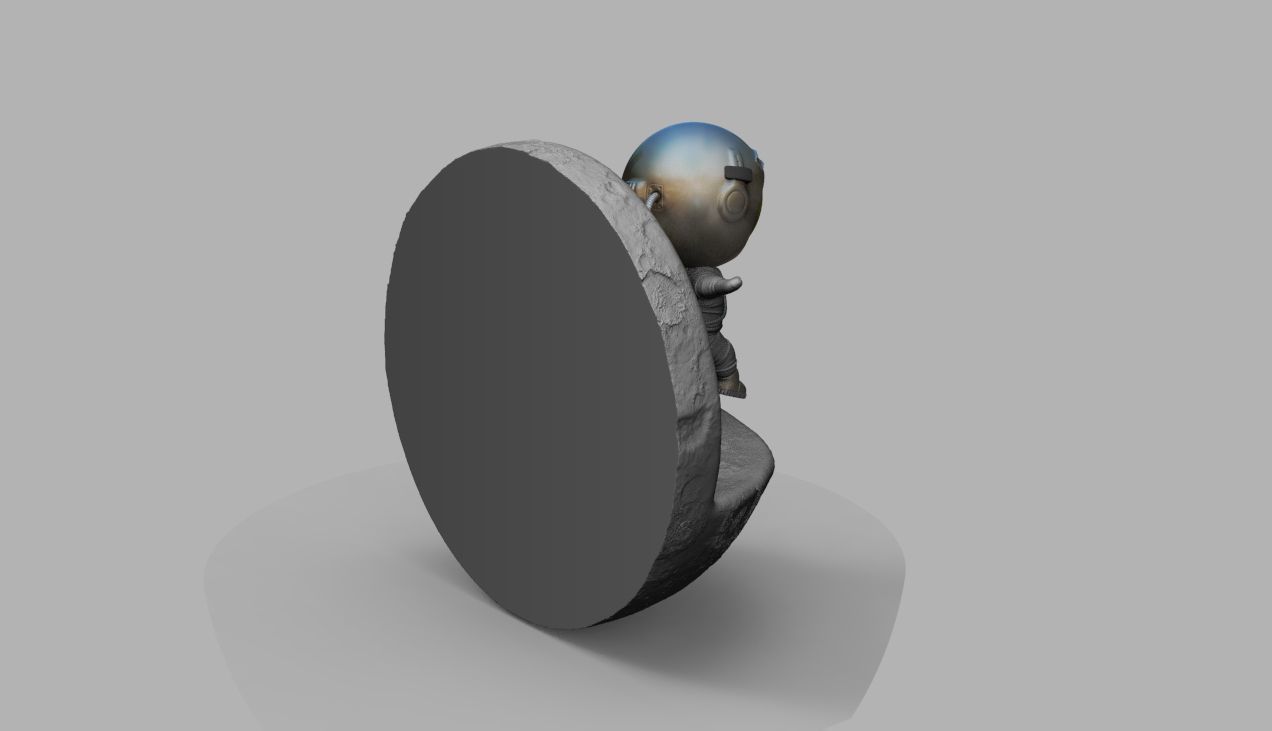 CUTE CHIBI SPACEMAN ON EDGE OF MOON 3D PRINT MODEL 3D print model_18