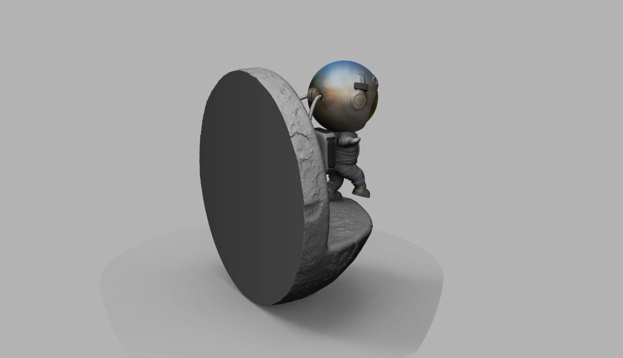 CUTE CHIBI SPACEMAN ON EDGE OF MOON 3D PRINT MODEL 3D print model_17