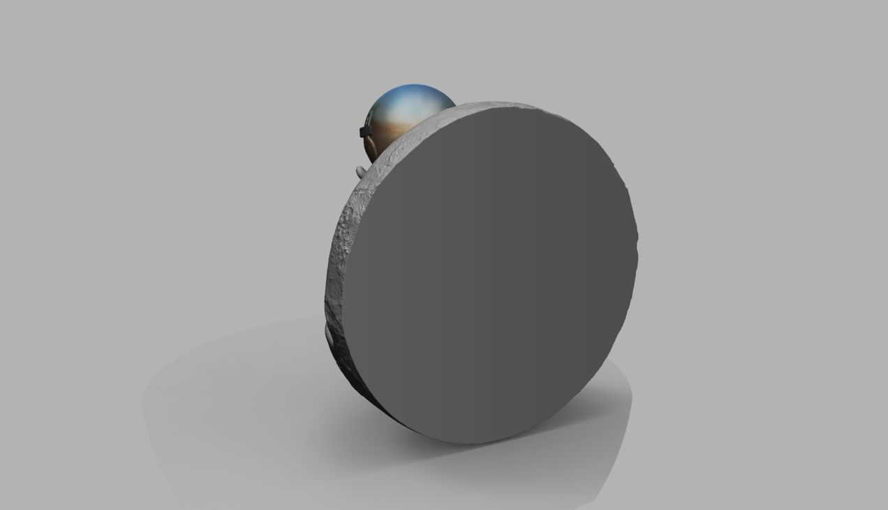 CUTE CHIBI SPACEMAN ON EDGE OF MOON 3D PRINT MODEL 3D print model_46