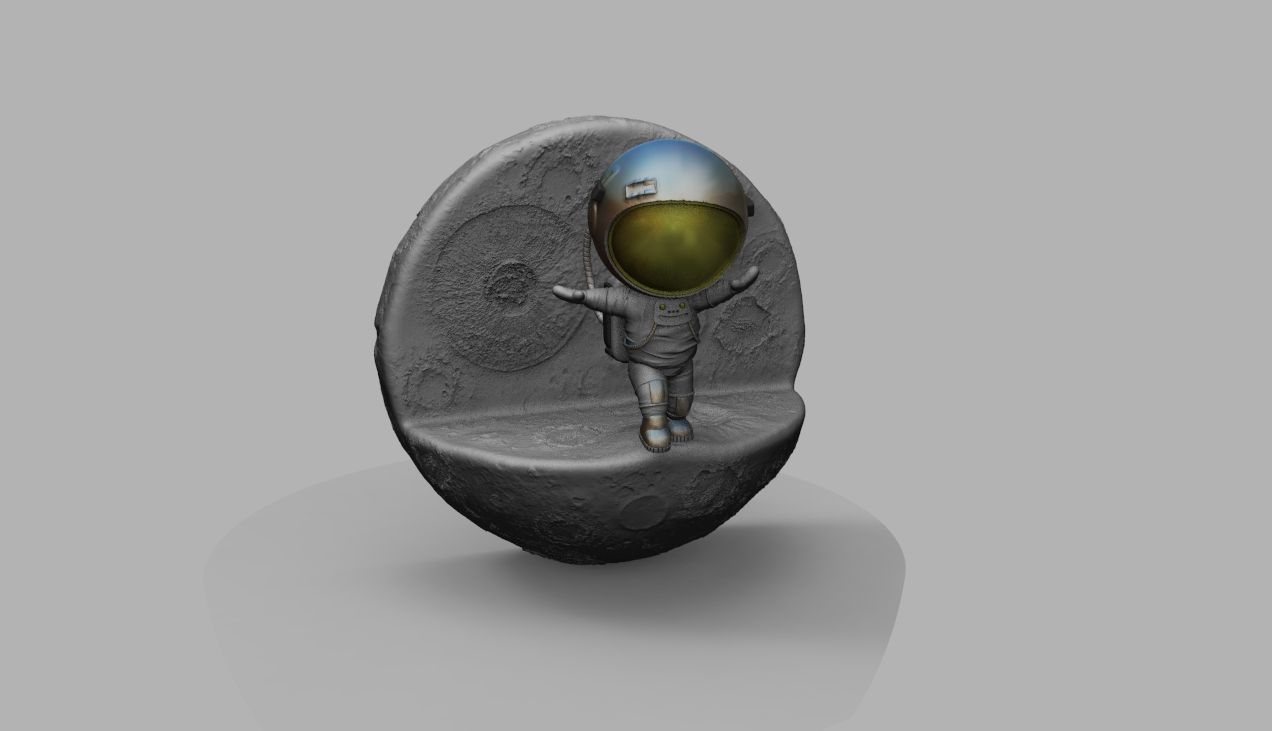 CUTE CHIBI SPACEMAN ON EDGE OF MOON 3D PRINT MODEL 3D print model_29