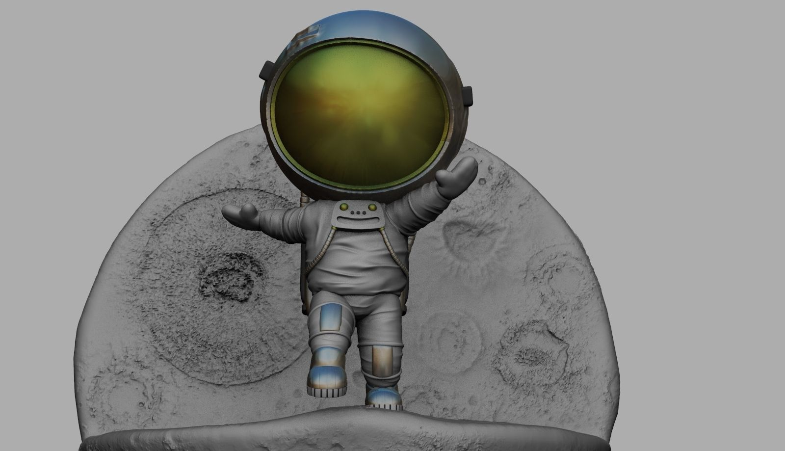 CUTE CHIBI SPACEMAN ON EDGE OF MOON 3D PRINT MODEL 3D print model_11