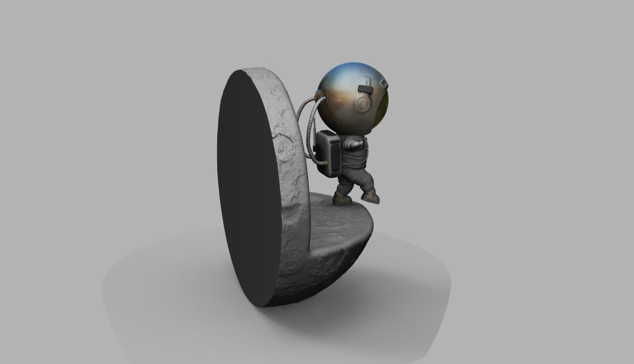 CUTE CHIBI SPACEMAN ON EDGE OF MOON 3D PRINT MODEL 3D print model_16