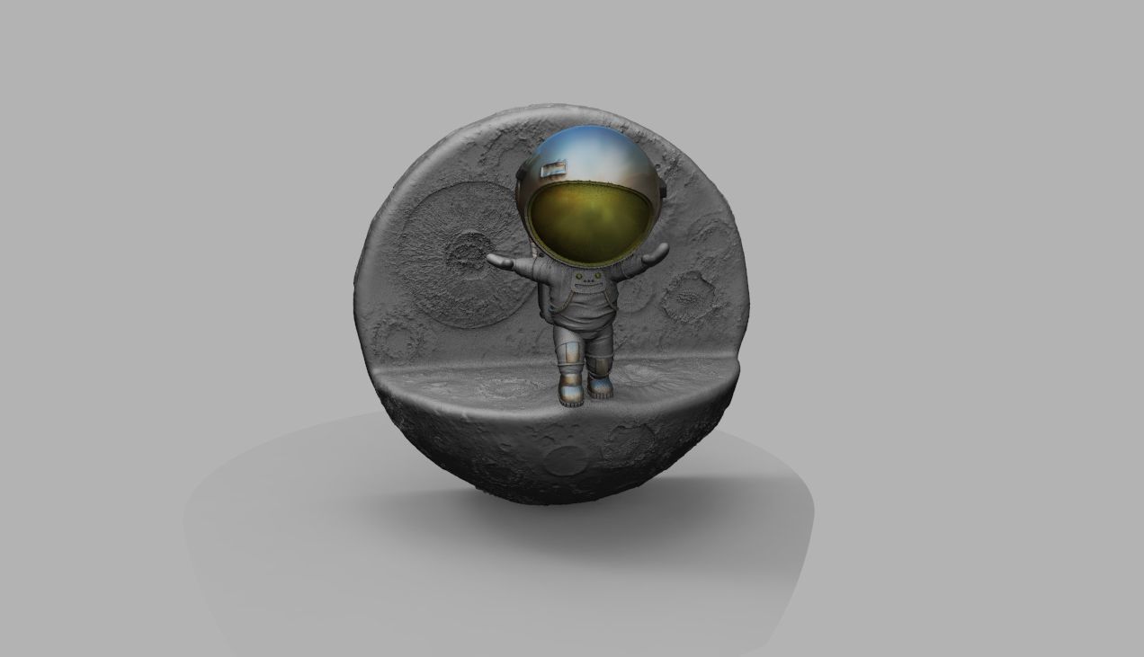 CUTE CHIBI SPACEMAN ON EDGE OF MOON 3D PRINT MODEL 3D print model_30