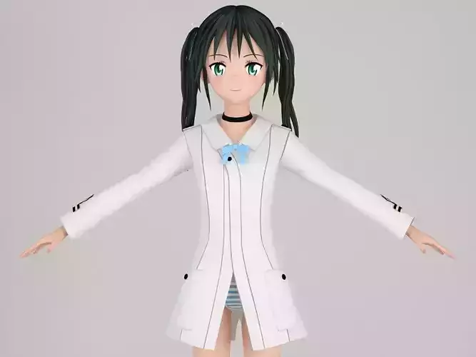 T pose nonrigged model of Francesca Lucchini anime girl 3D model