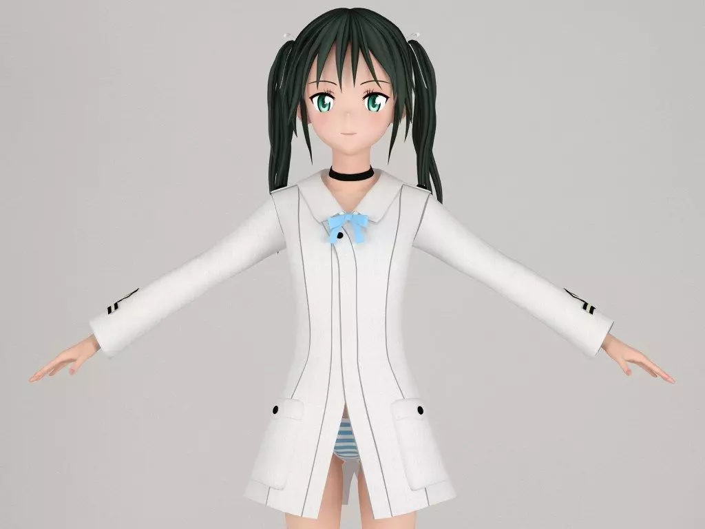 T pose nonrigged model of Francesca Lucchini anime girl 3D model_0