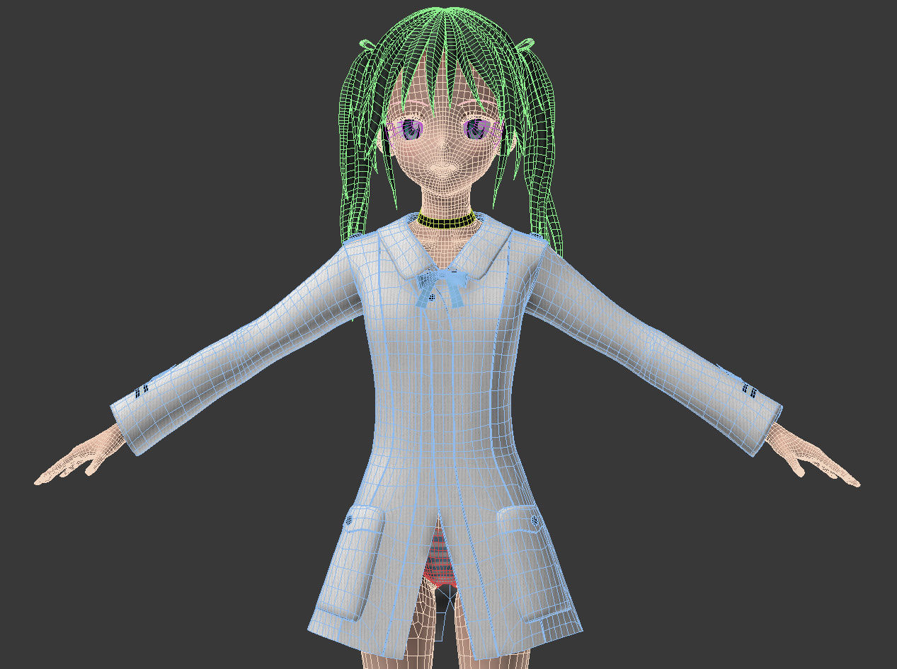 T pose nonrigged model of Francesca Lucchini anime girl 3D model_7
