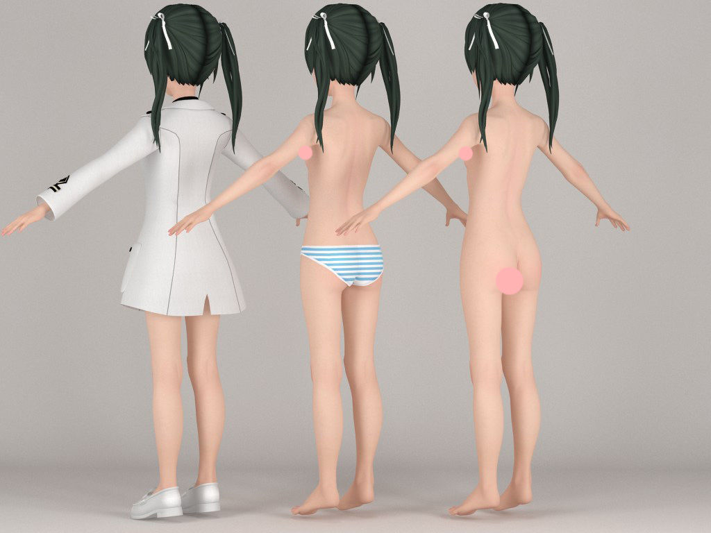 T pose nonrigged model of Francesca Lucchini anime girl 3D model_4