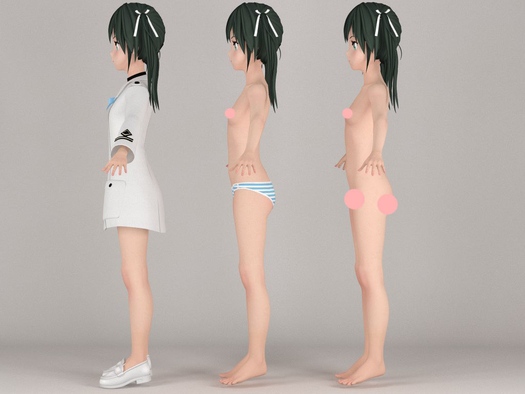 T pose nonrigged model of Francesca Lucchini anime girl 3D model_3