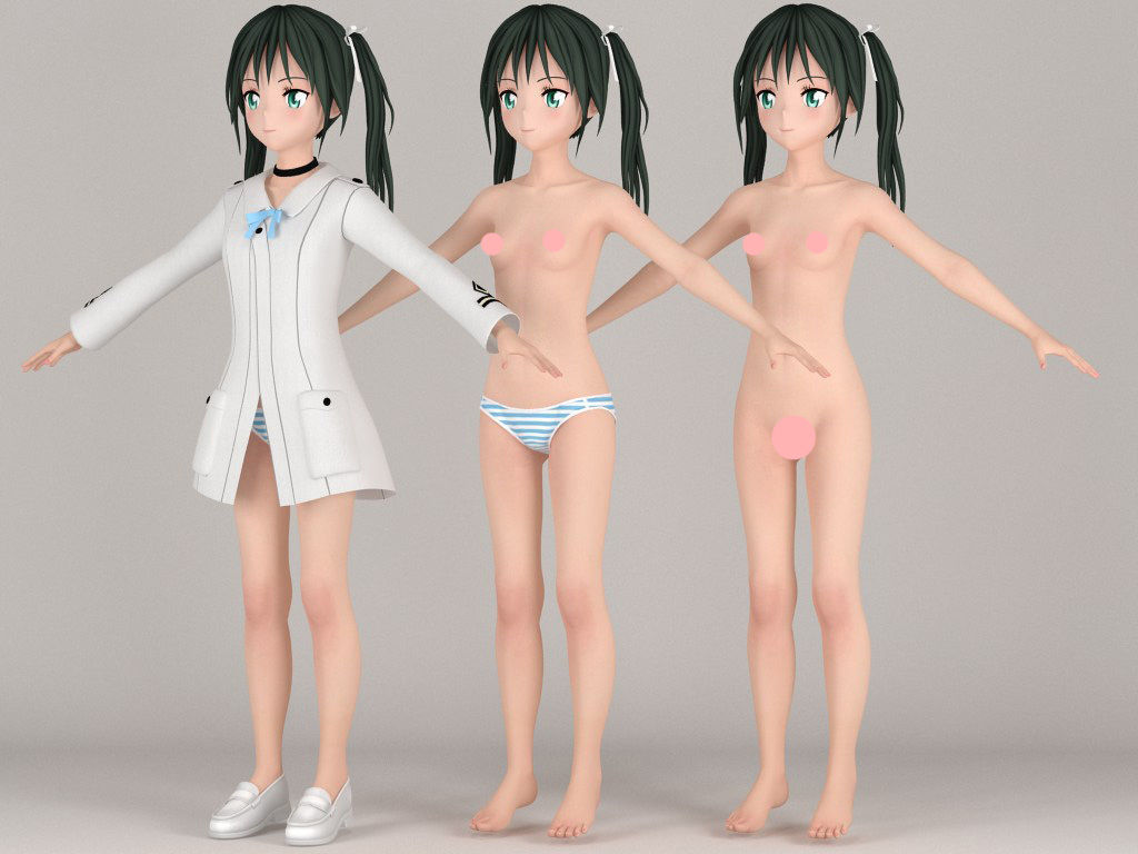 T pose nonrigged model of Francesca Lucchini anime girl 3D model_5