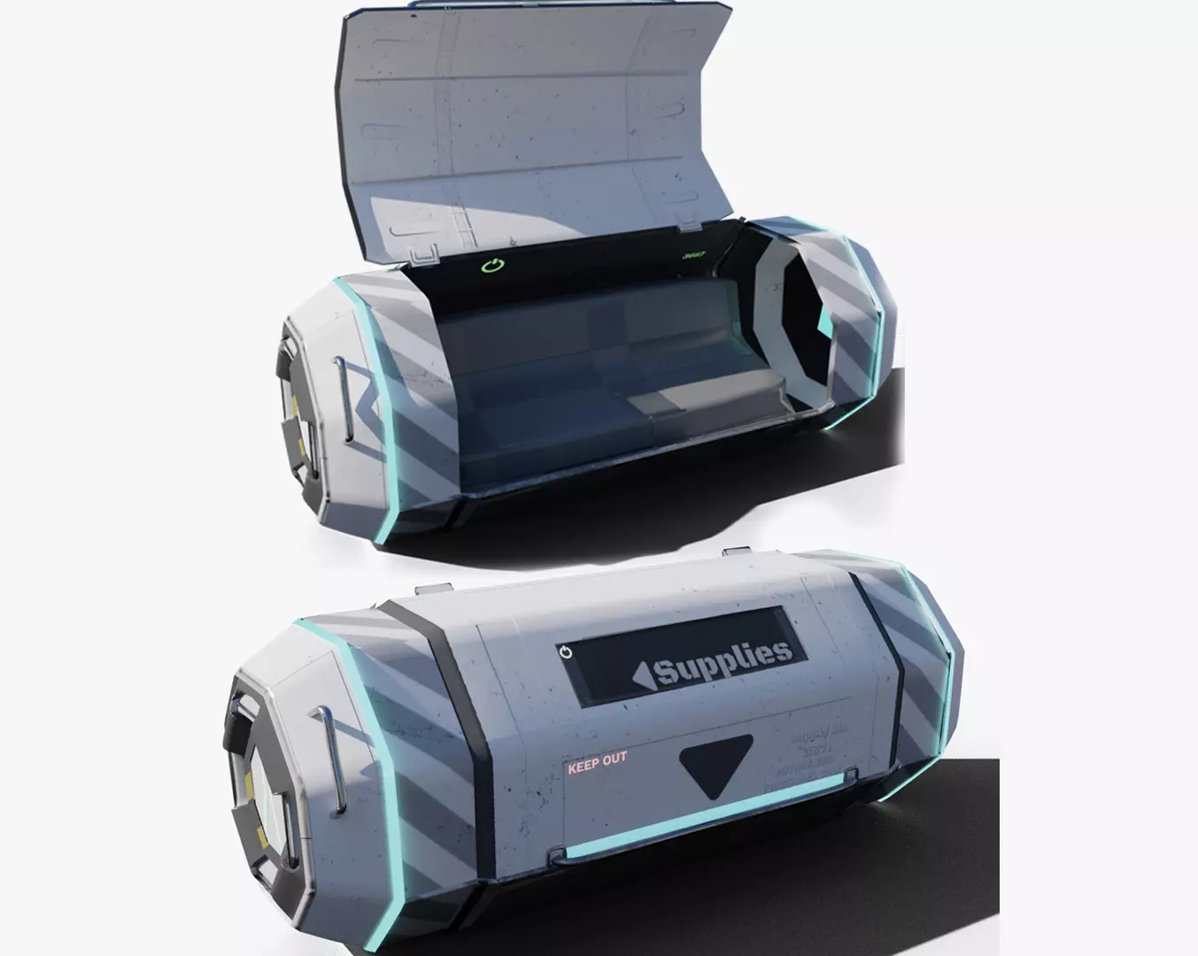Scifi loot supplies crate Low-poly 3D model_0