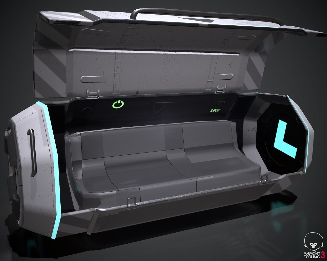 Scifi loot supplies crate Low-poly 3D model_9