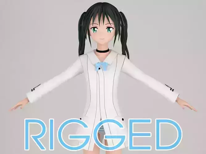 T pose rigged model of Francesca Lucchini anime girl 3D model