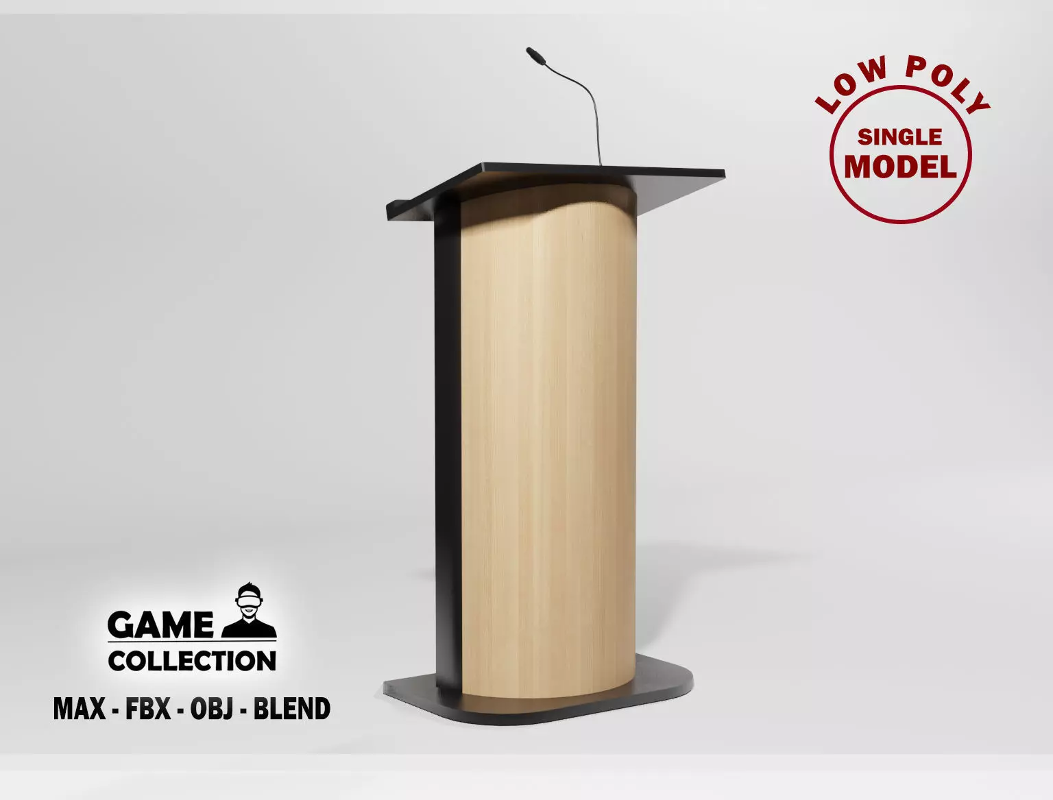 Podium 6 wooden with base Low-poly 3D model