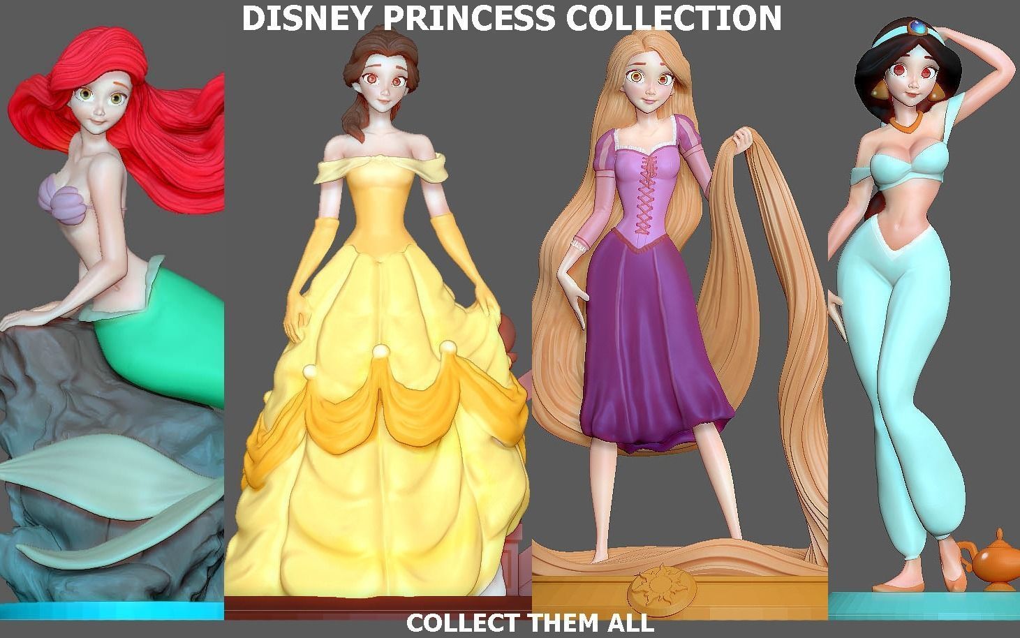 ARIEL LITTLE MERMAID DISNEY ANIMATION CHARACTER STATUE 3D print model_9