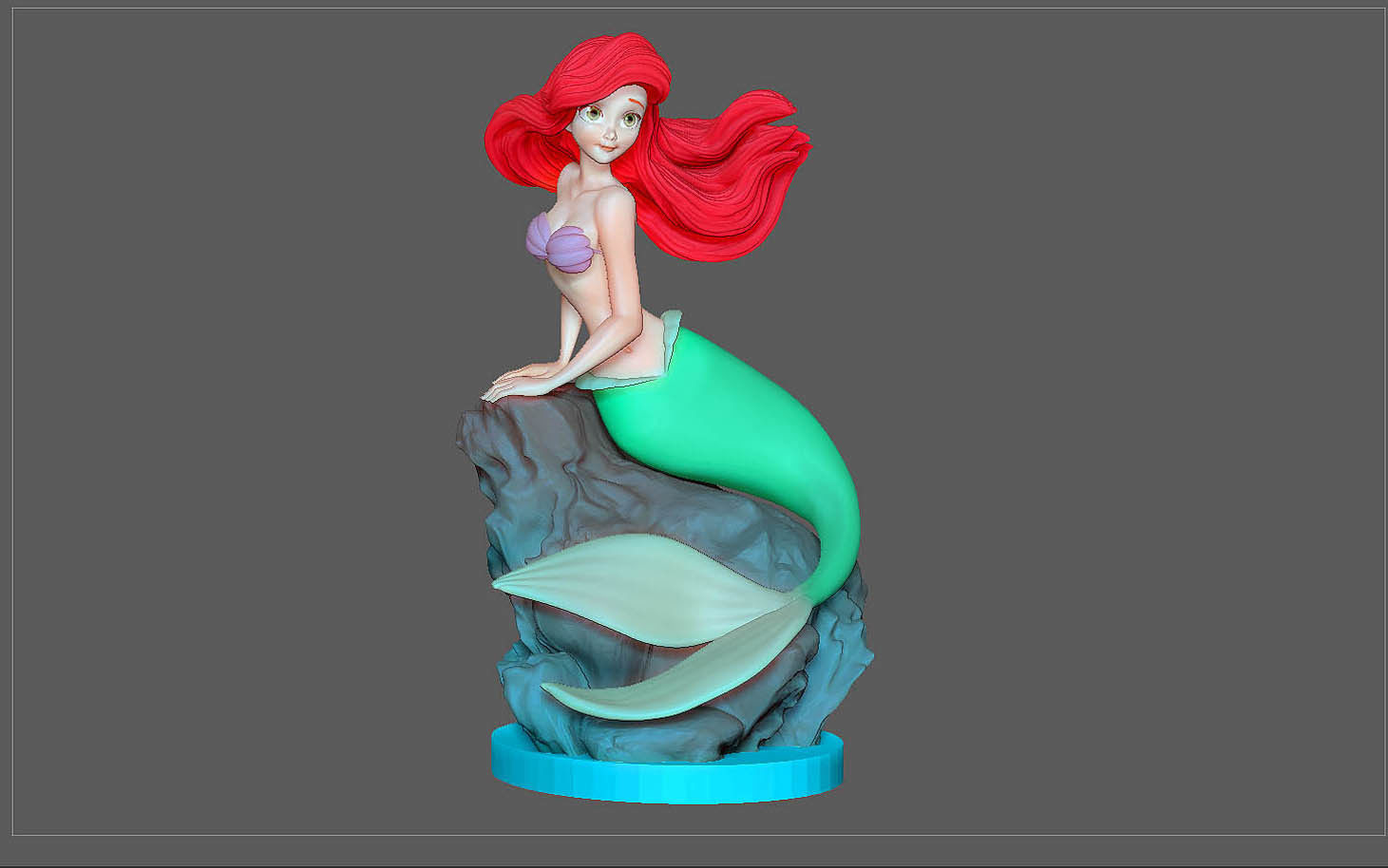 ARIEL LITTLE MERMAID DISNEY ANIMATION CHARACTER STATUE 3D print model_7