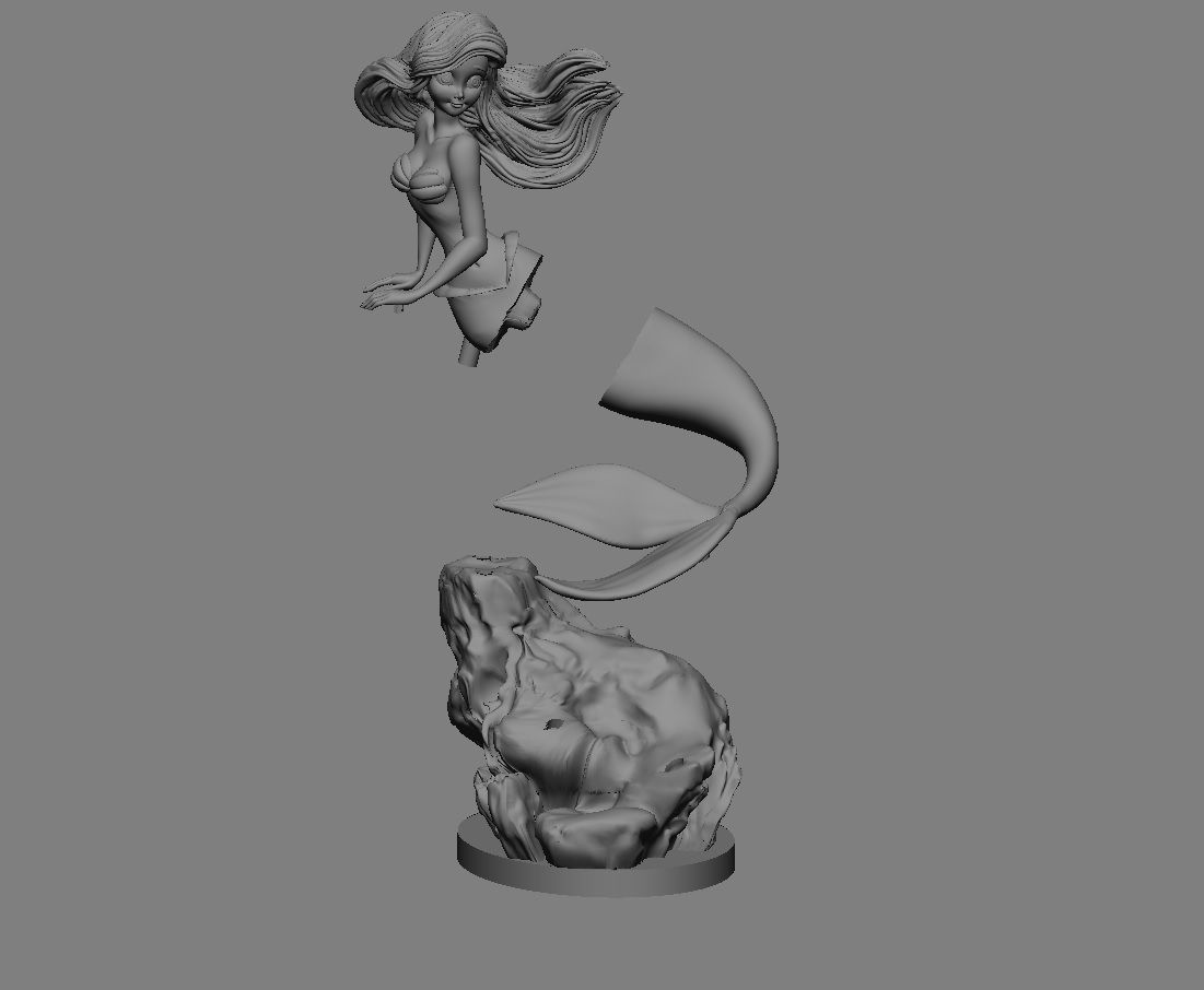 ARIEL LITTLE MERMAID DISNEY ANIMATION CHARACTER STATUE 3D print model_8
