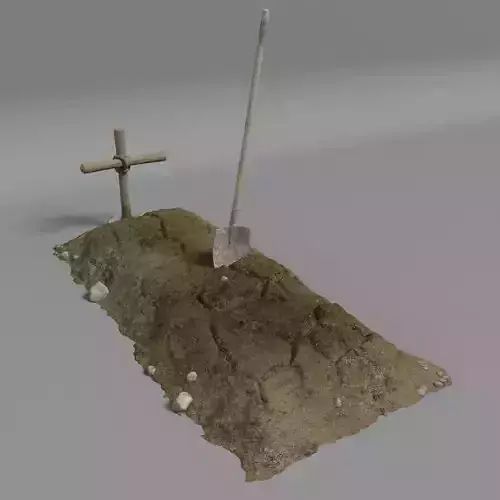 Dirt Grave And Shovel 3D model