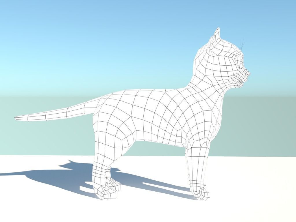 Cute cat  Low-poly 3D model_7
