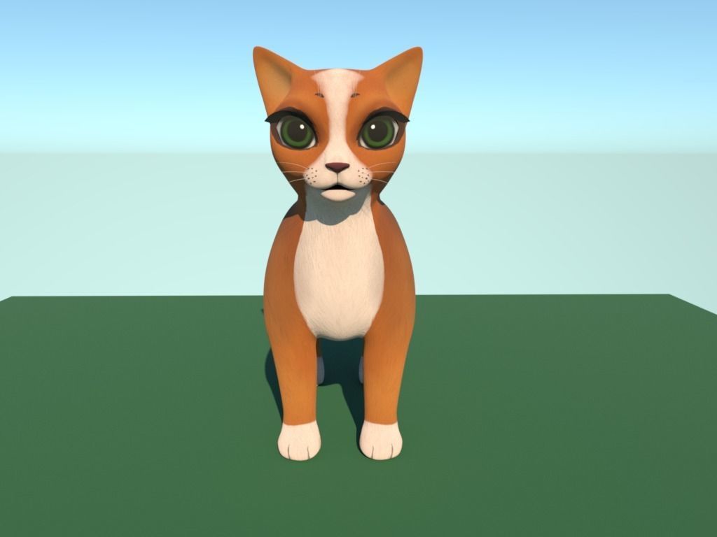 Cute cat  Low-poly 3D model_4