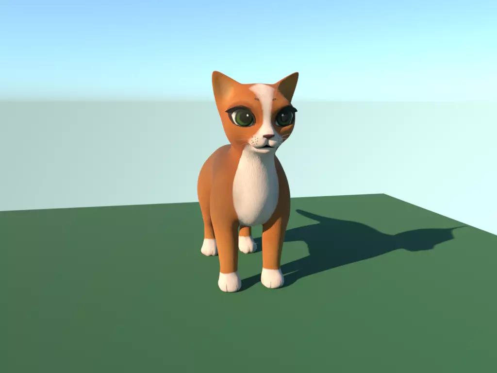 Cute cat  Low-poly 3D model_0