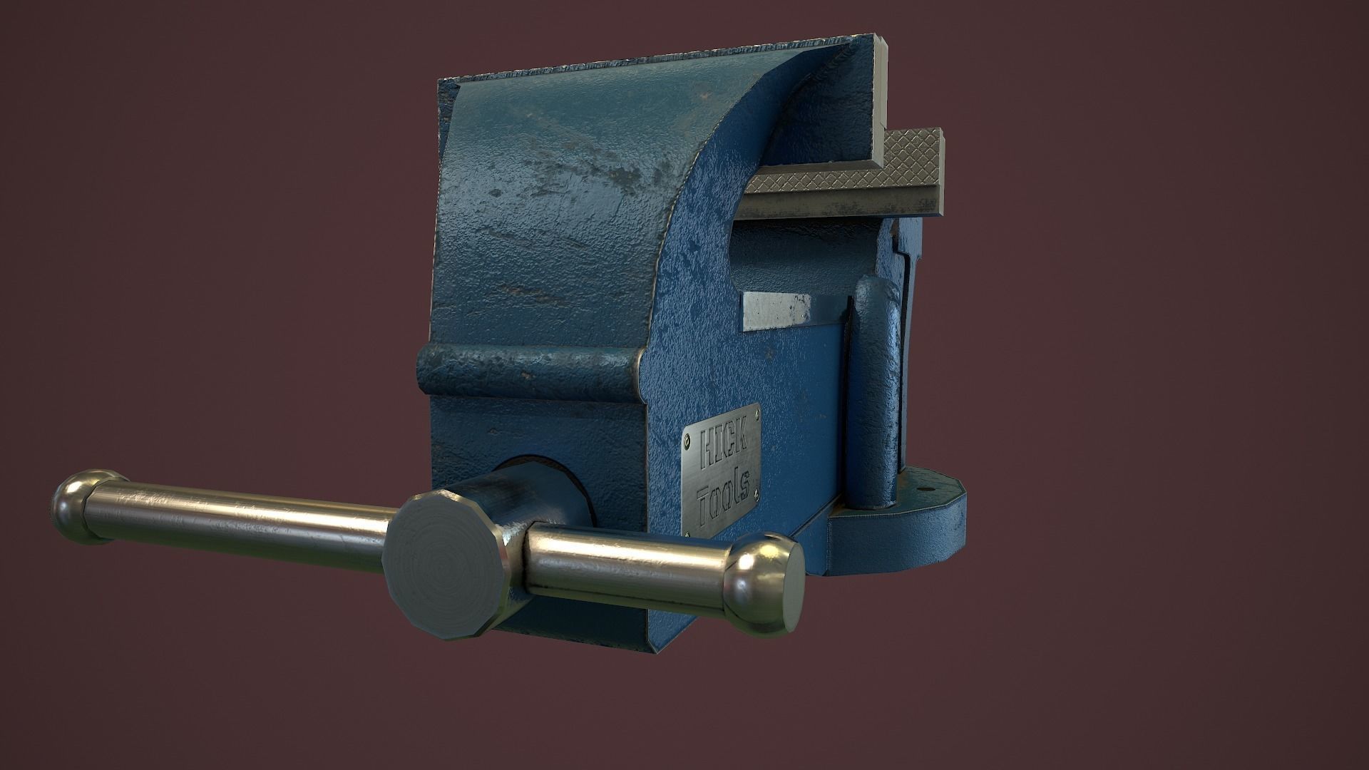 RIGGED Bench Vice Low-poly 3D model_12