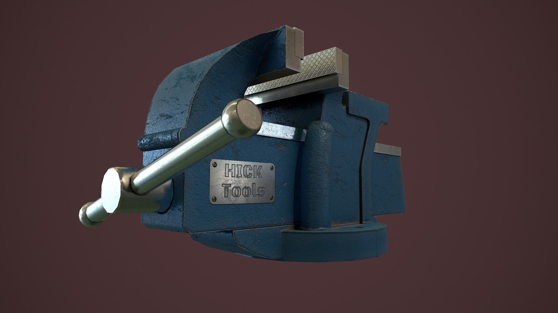 RIGGED Bench Vice Low-poly 3D model_6