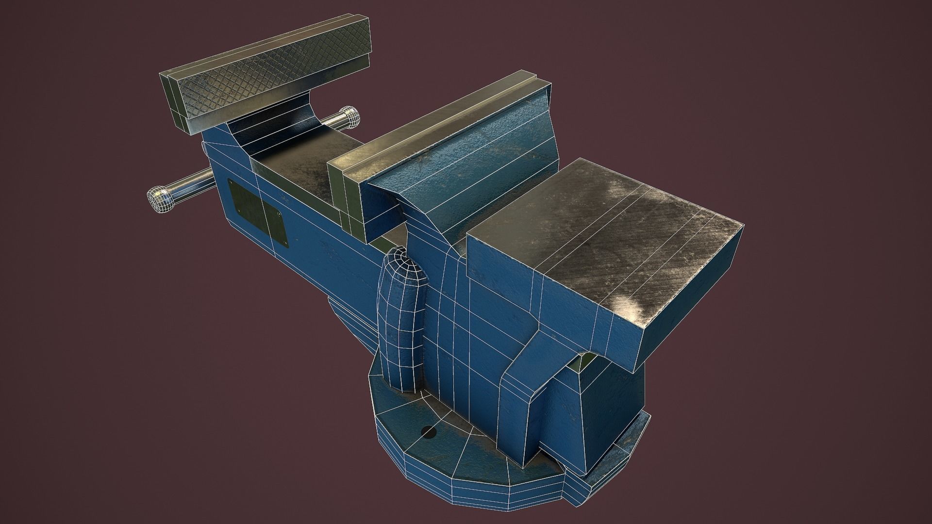 RIGGED Bench Vice Low-poly 3D model_16