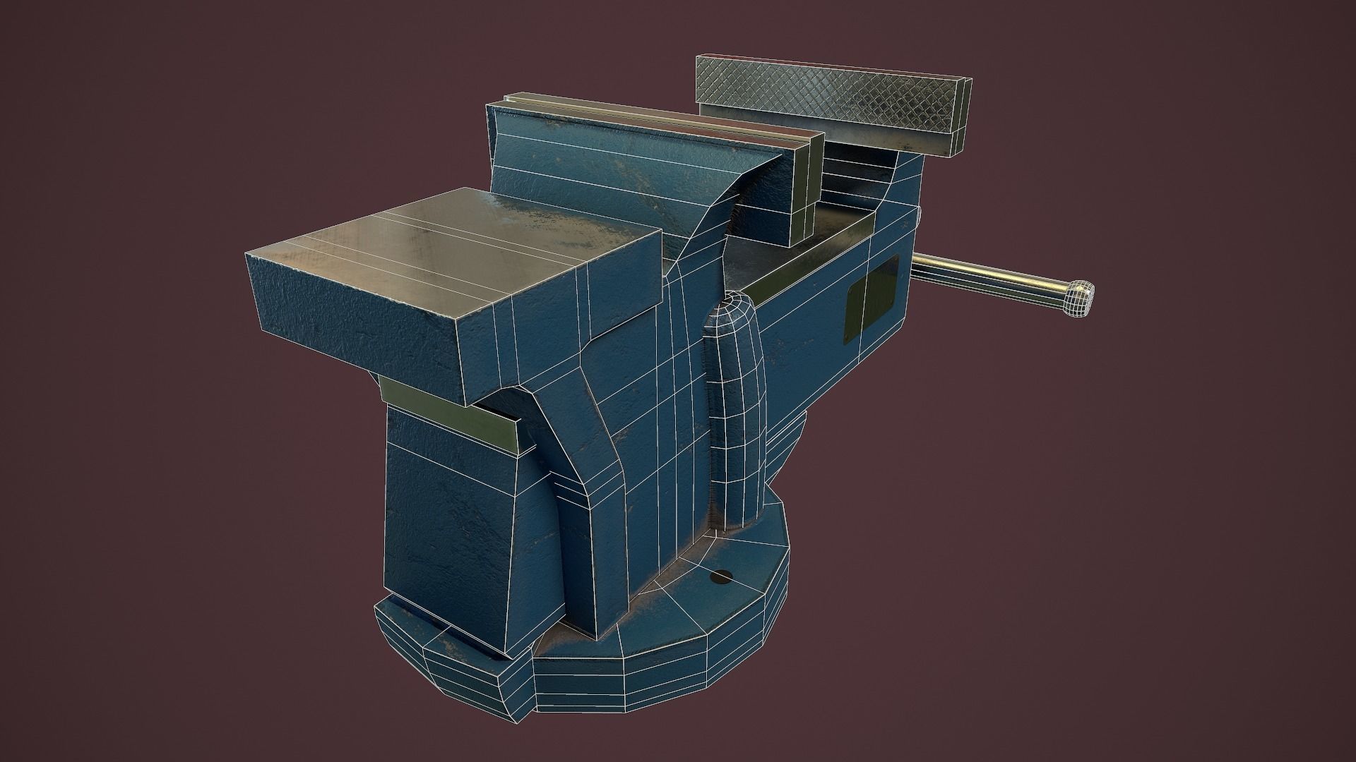 RIGGED Bench Vice Low-poly 3D model_17