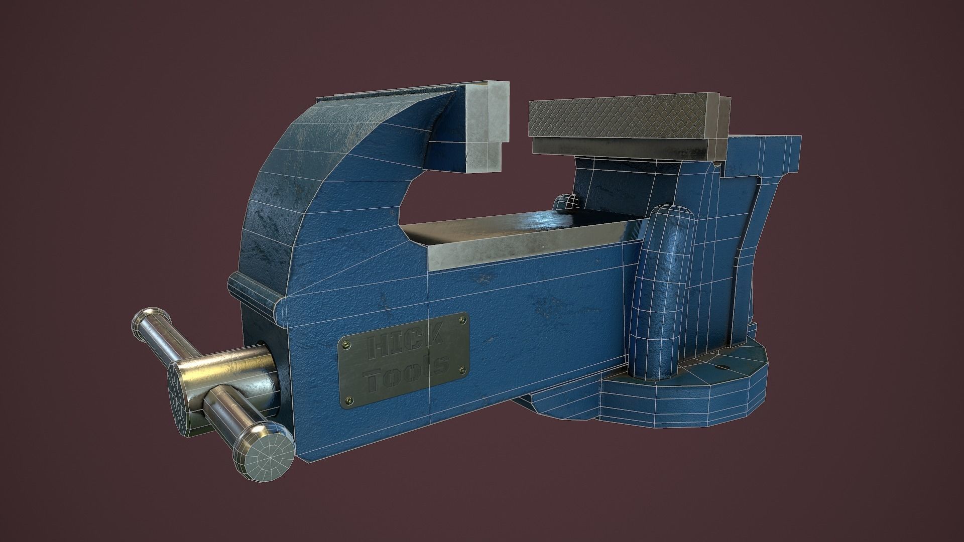 RIGGED Bench Vice Low-poly 3D model_15