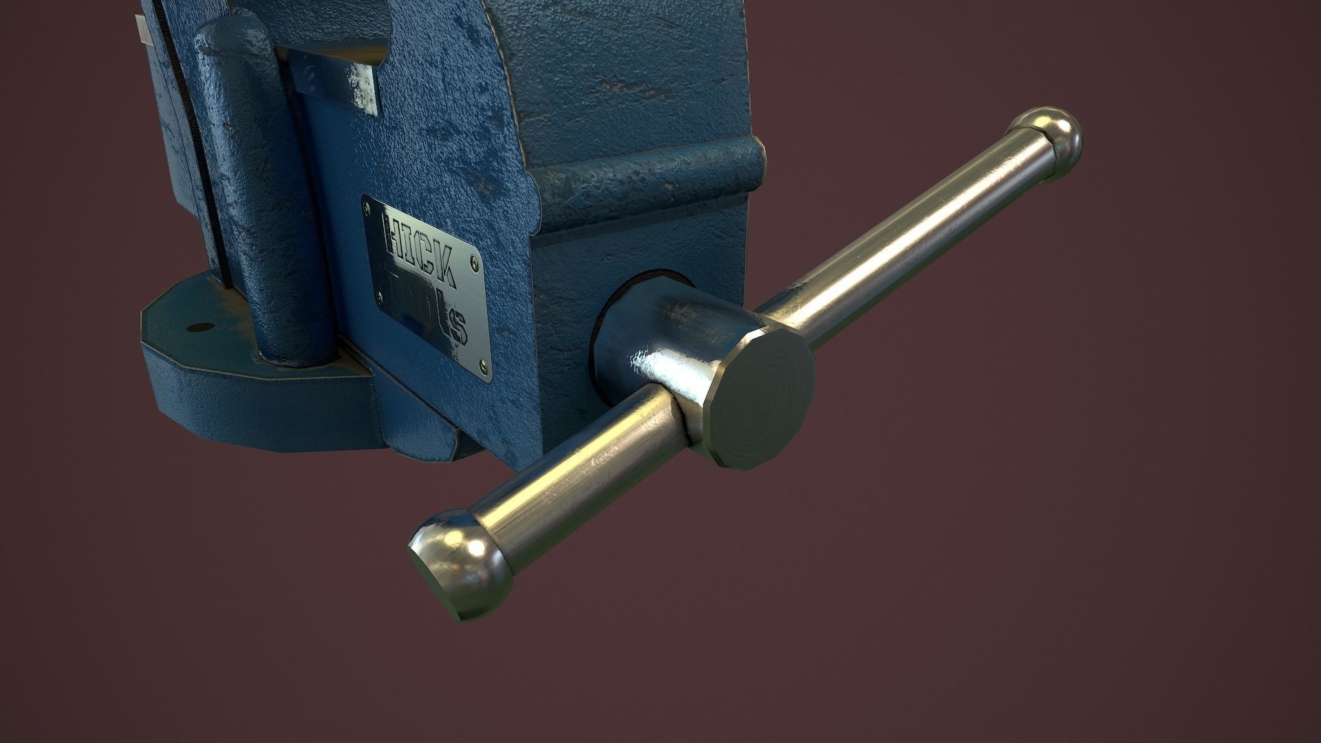 RIGGED Bench Vice Low-poly 3D model_7