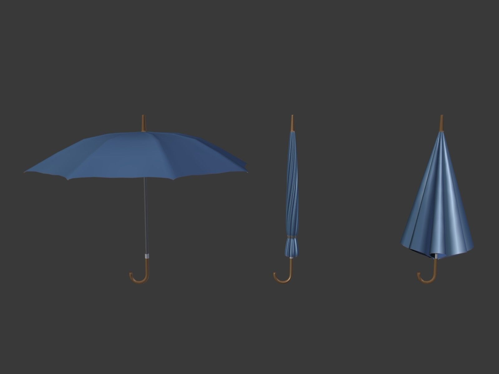 Rain Umbrellas Low-poly 3D model_2