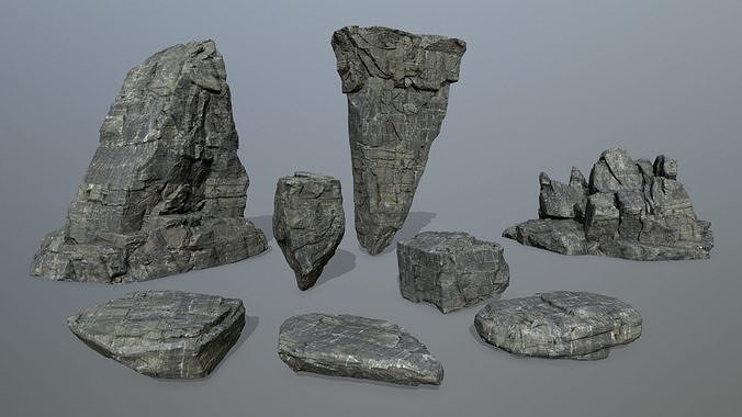 cliff rocks Low-poly 3D model