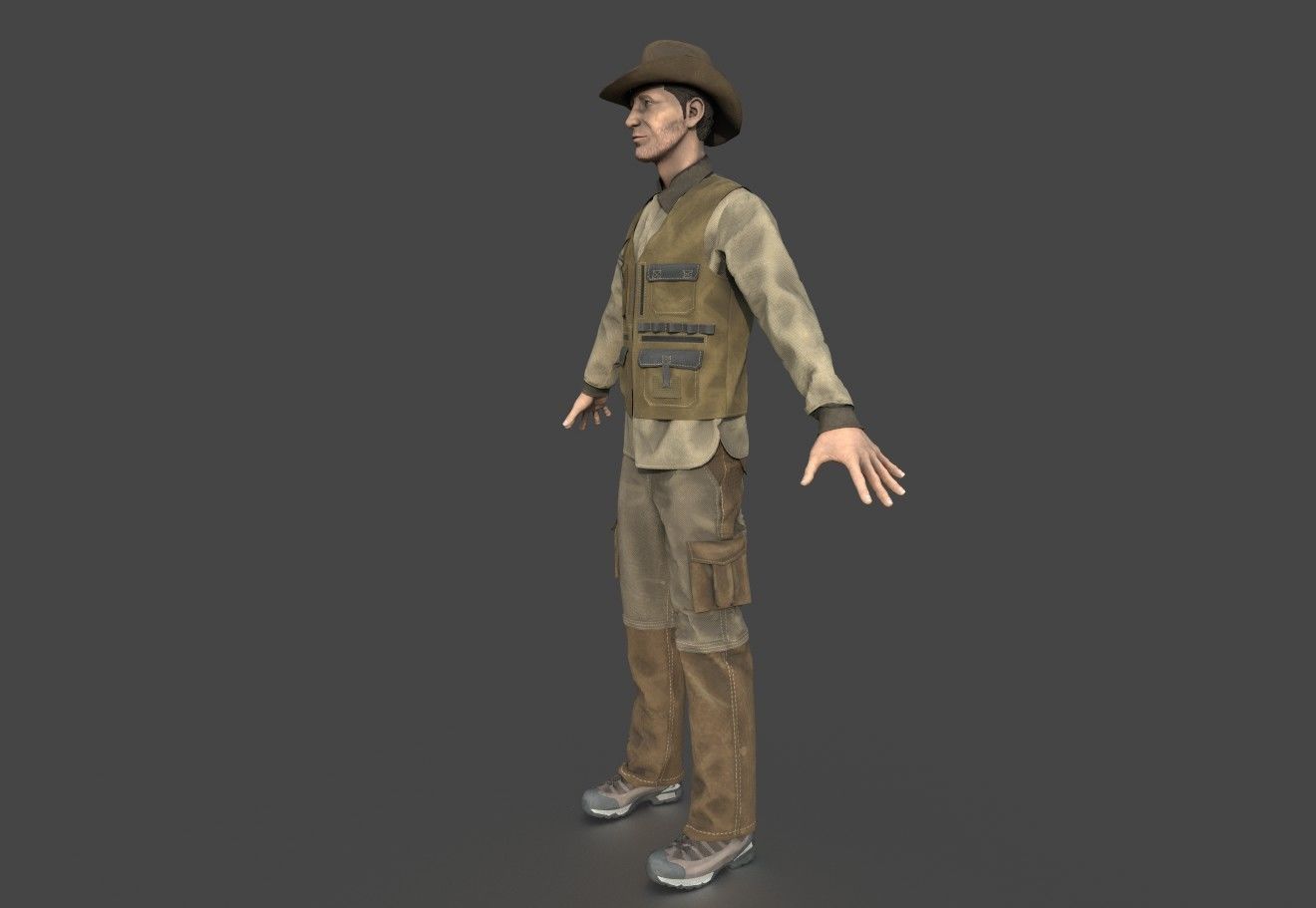 EXPLORER man in cowboy outfit 3D model_2