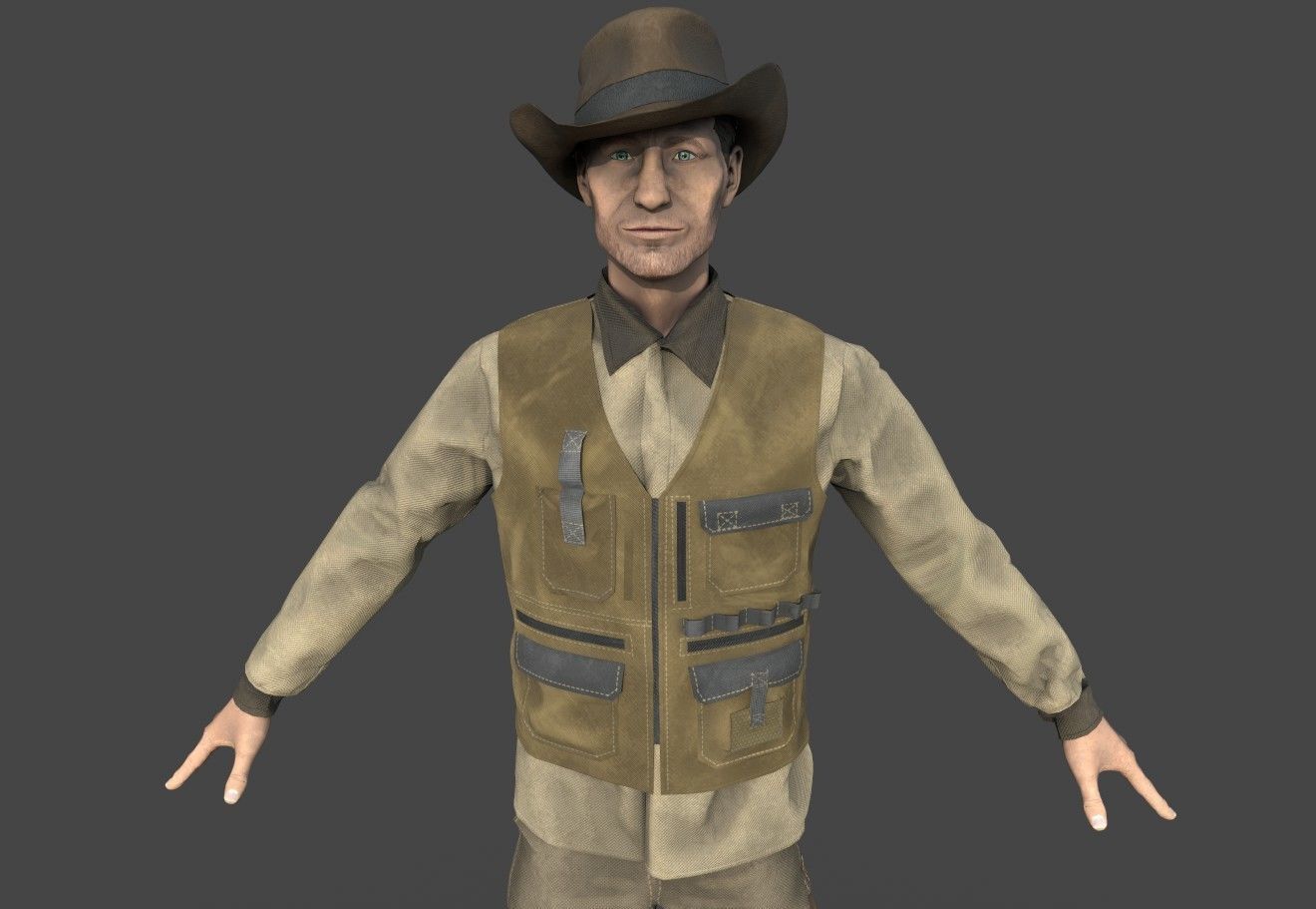EXPLORER man in cowboy outfit 3D model_4