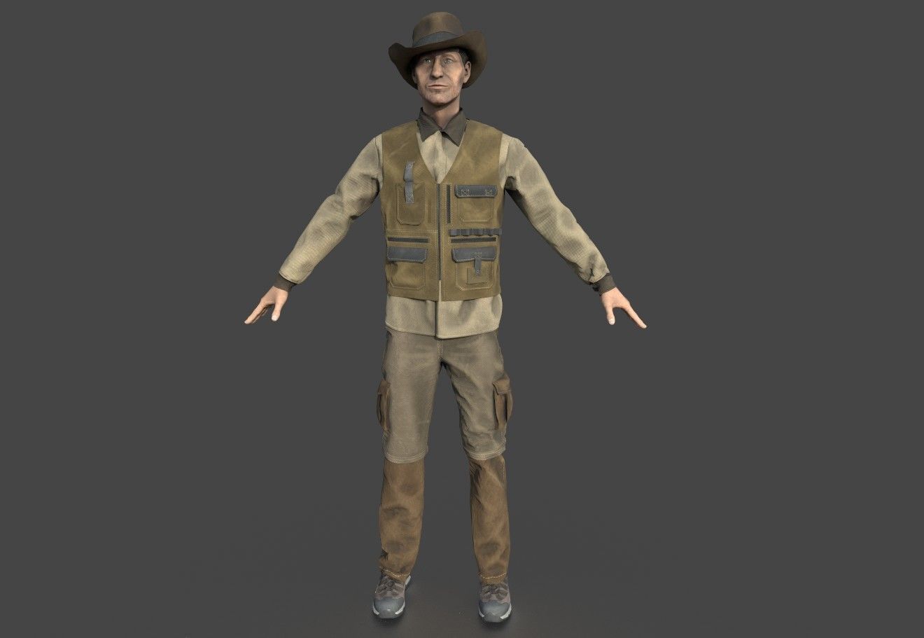 EXPLORER man in cowboy outfit 3D model_1
