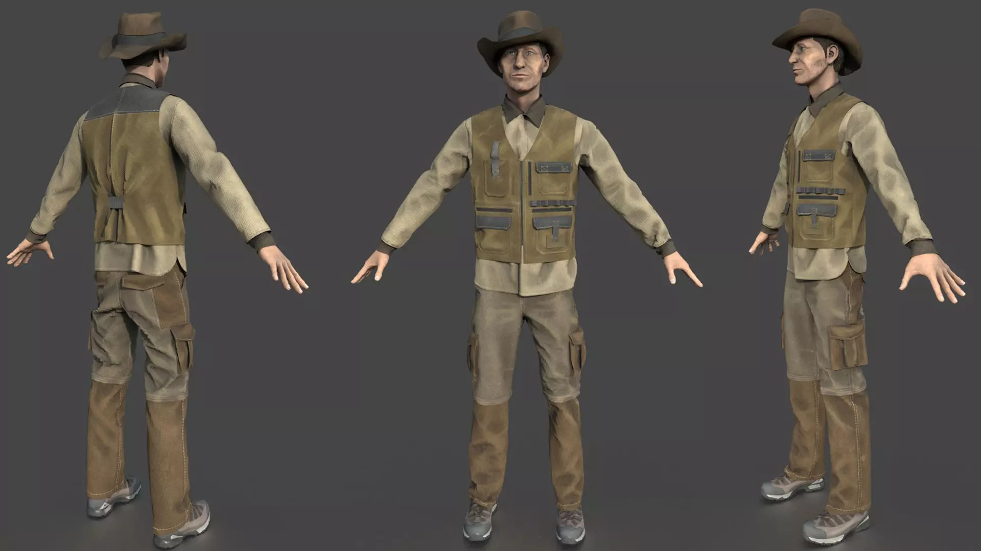 EXPLORER man in cowboy outfit 3D model_0