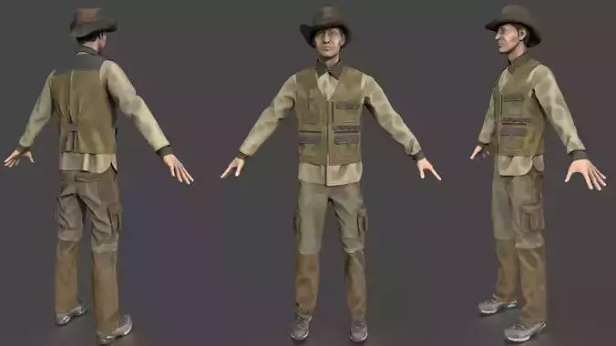 EXPLORER man in cowboy outfit 3D model