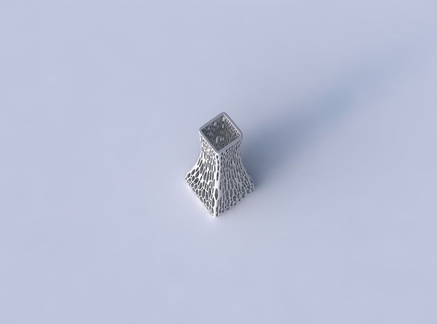 Vase squeezed rectangle with fine organic lattice 3D print model_2