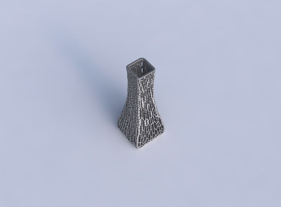 Vase squeezed rectangle with fine organic lattice 3D print model_6