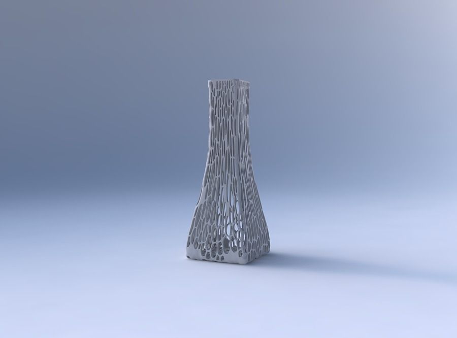 Vase squeezed rectangle with fine organic lattice 3D print model_4