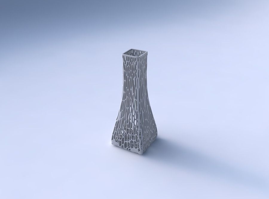 Vase squeezed rectangle with fine organic lattice 3D print model_3