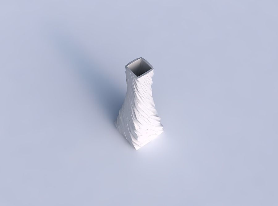Vase squeezed rectangle with fine twisted organic cells 3D print model_1