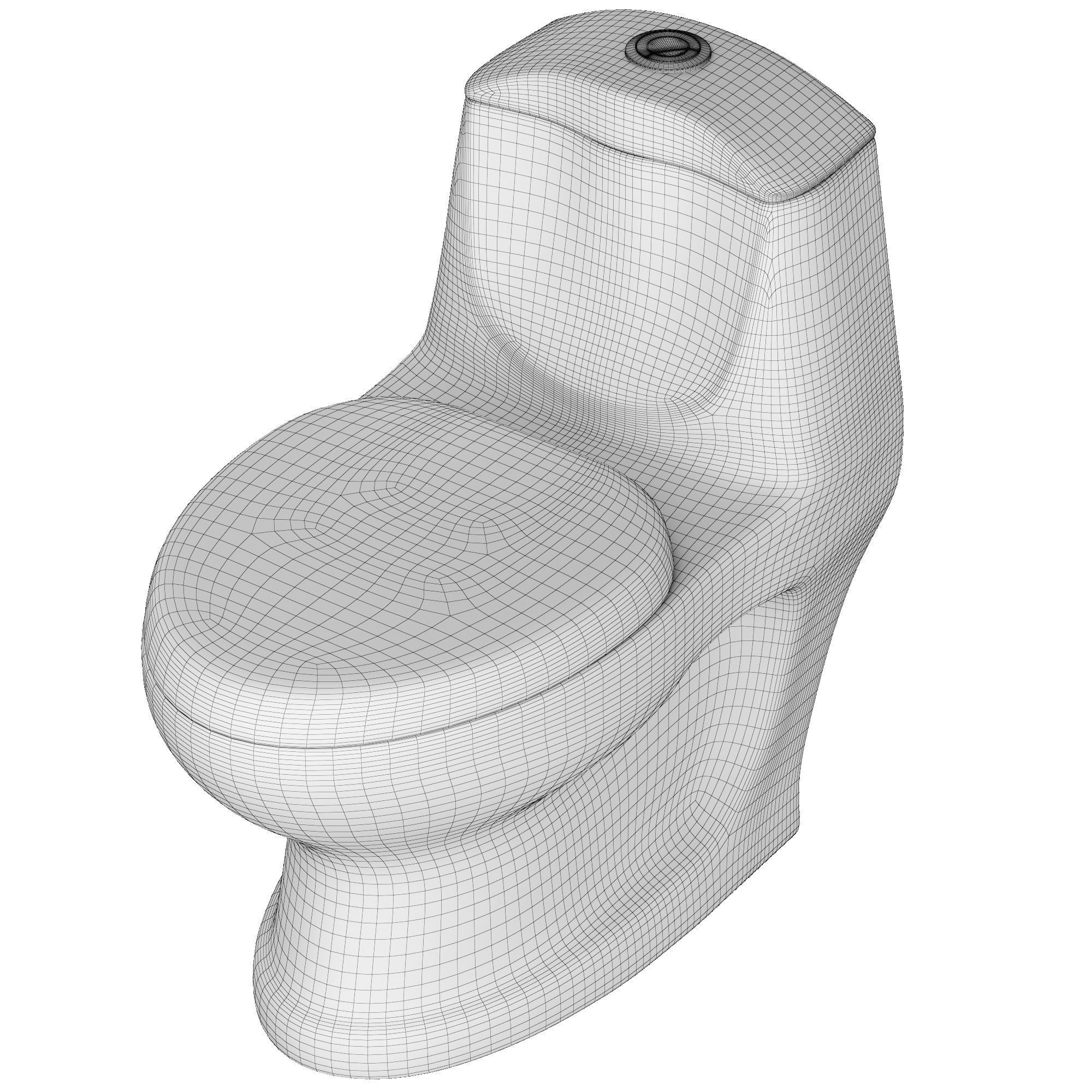 One piece EWC Oval Shape edge toilet 3D model Modeled in 3ds max 3D model_9