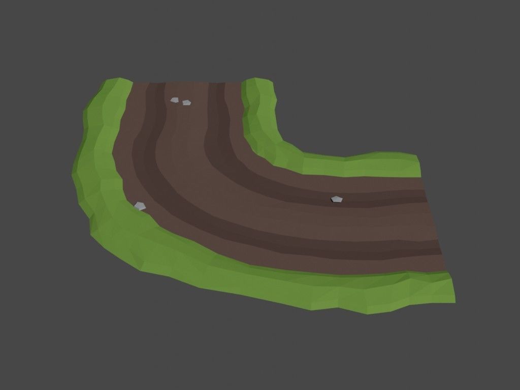 Low poly country road Low-poly 3D model_8