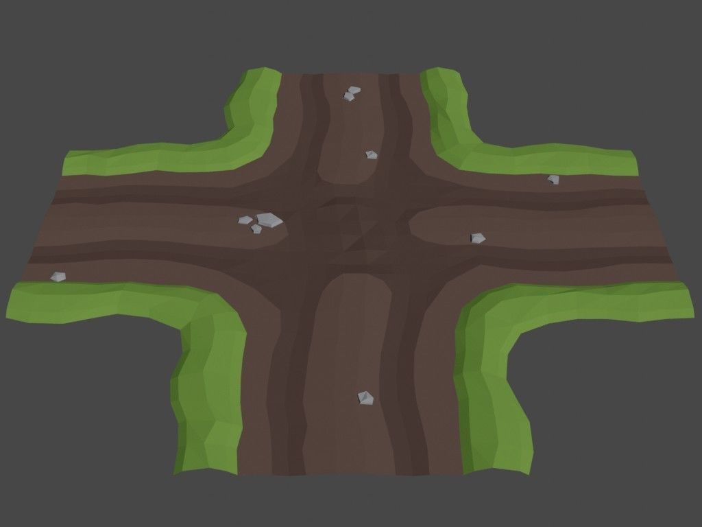 Low poly country road Low-poly 3D model_2