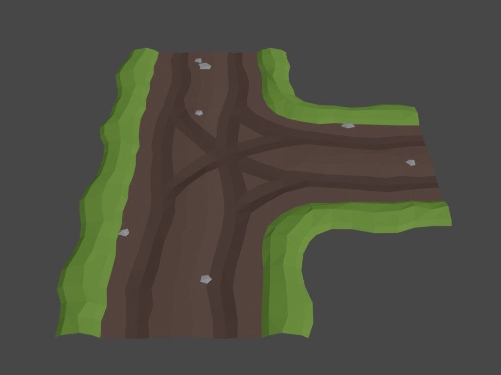Low poly country road Low-poly 3D model_6
